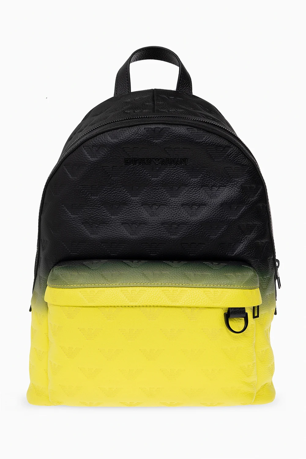 Leather backpack with embossed pattern