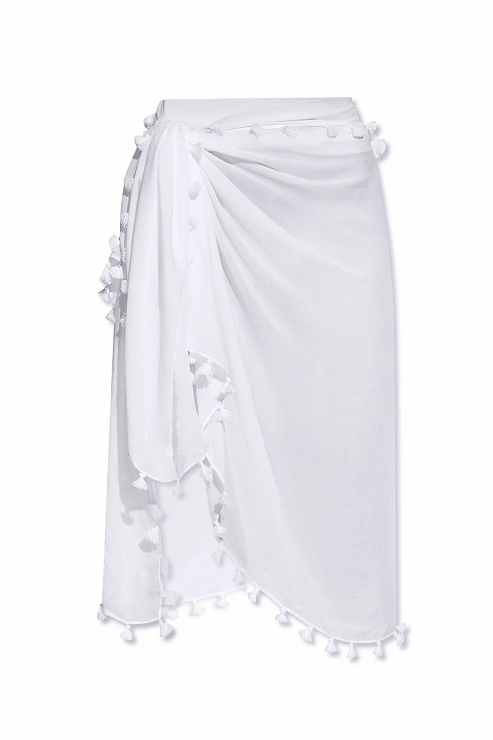 WHITE Fringed pareo