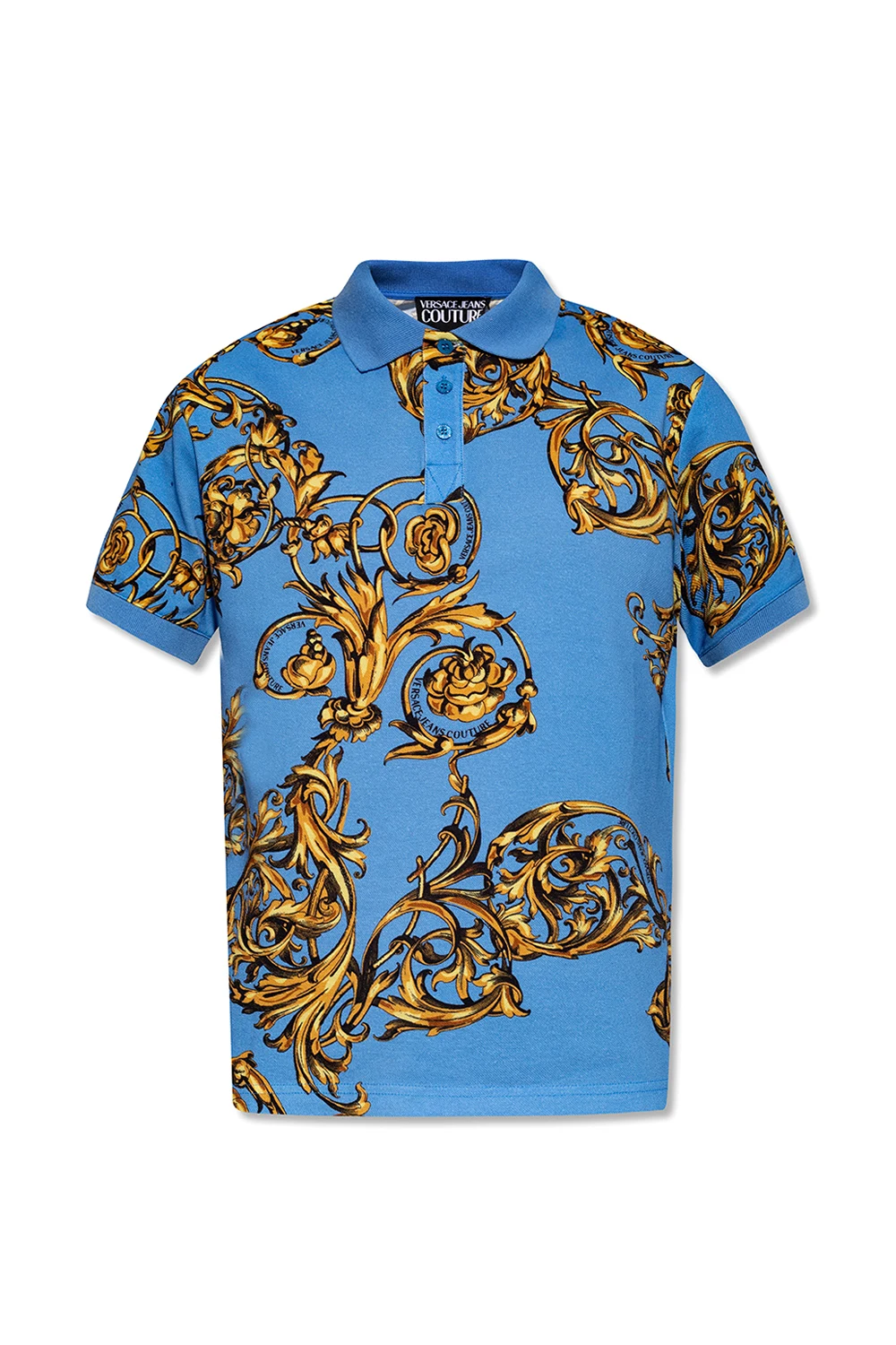 BLUE Barocco-printed polo shirt