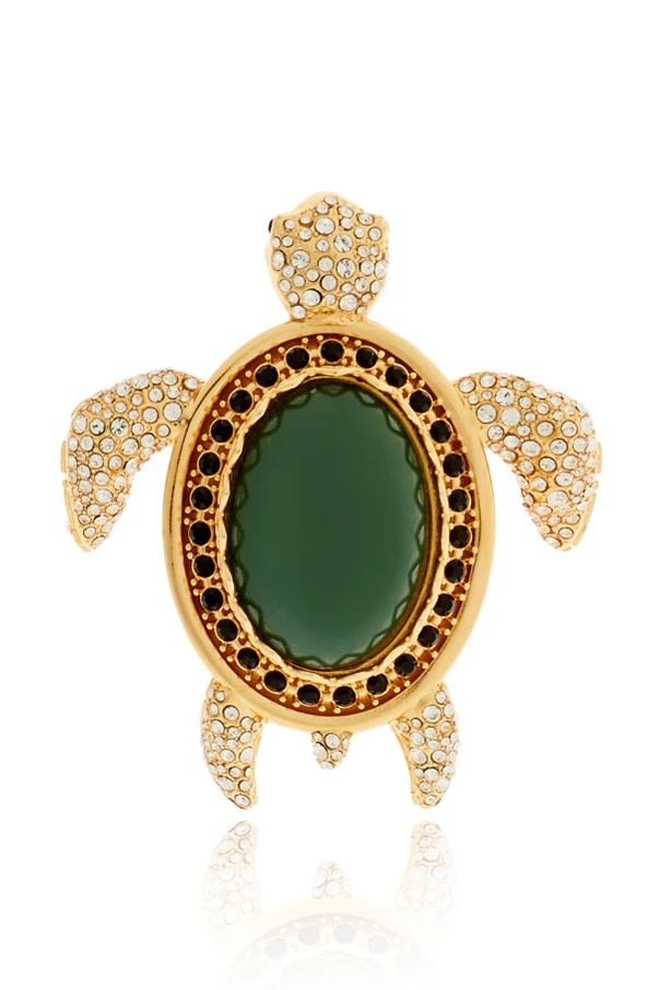 GREEN Brooch with shimmering crystals