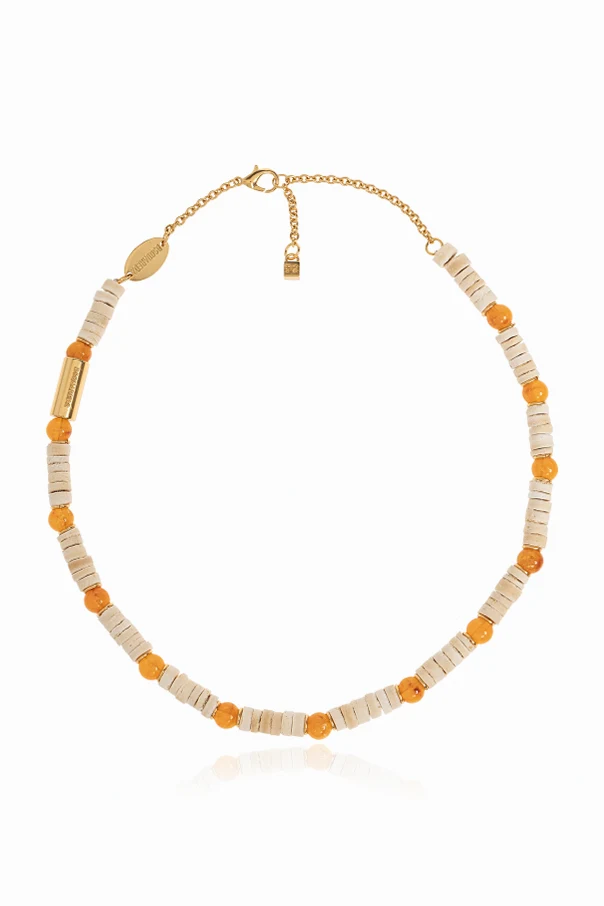 cream Necklace with engraved logo