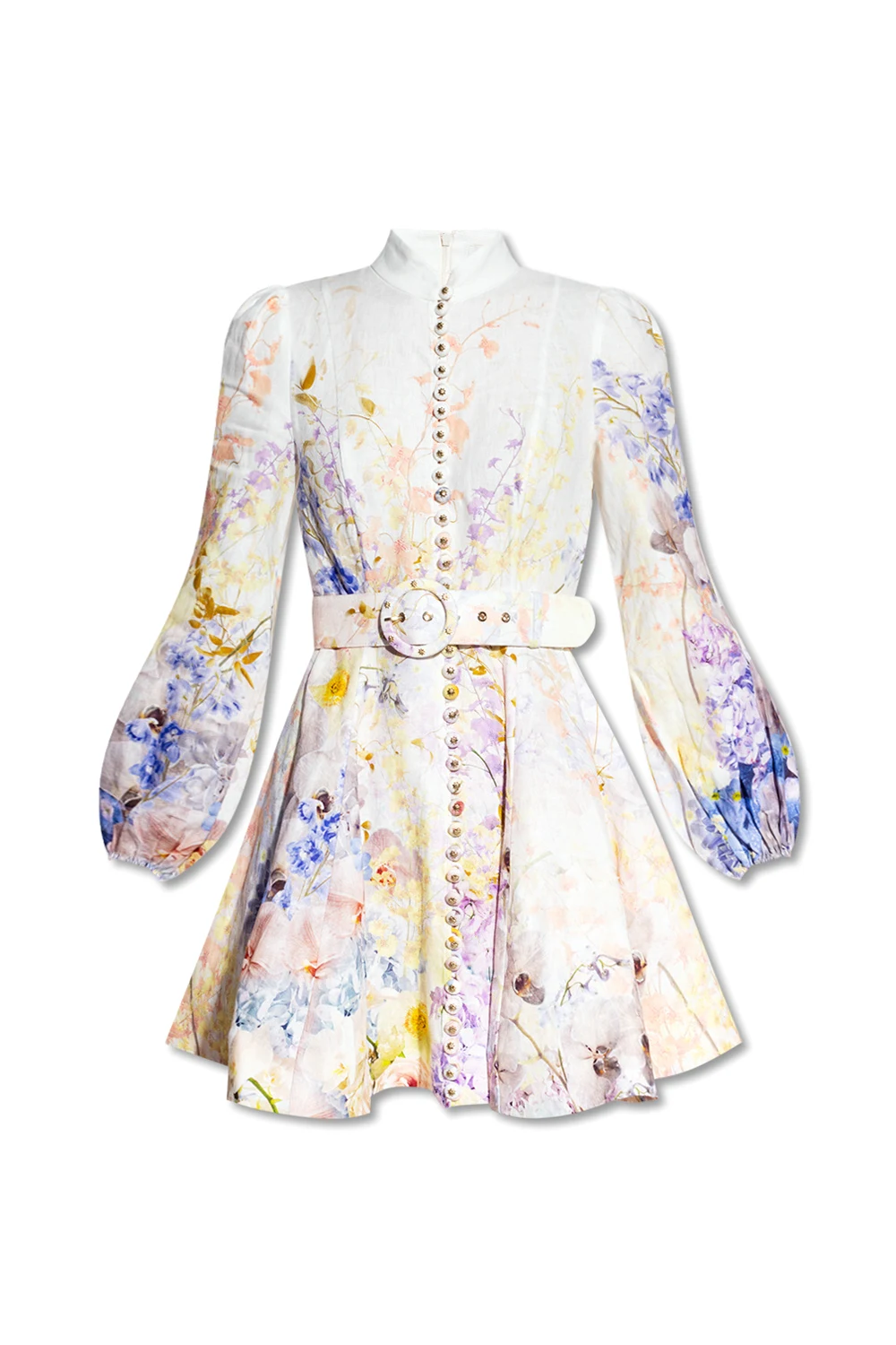 Linen dress with floral motif