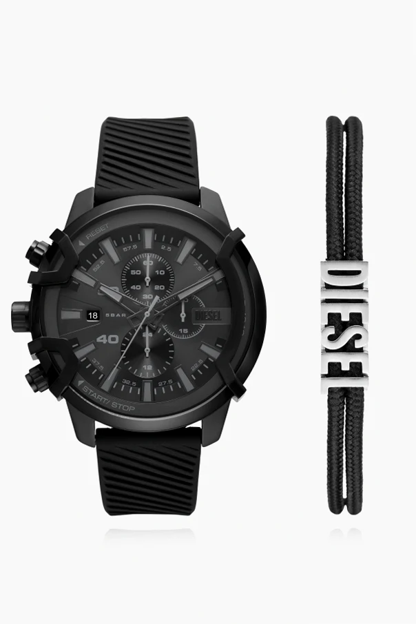 CZARNY Komplet: zegarek i bransoleta