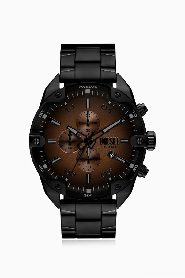 CZARNY Stalowy zegarek `Spiked`