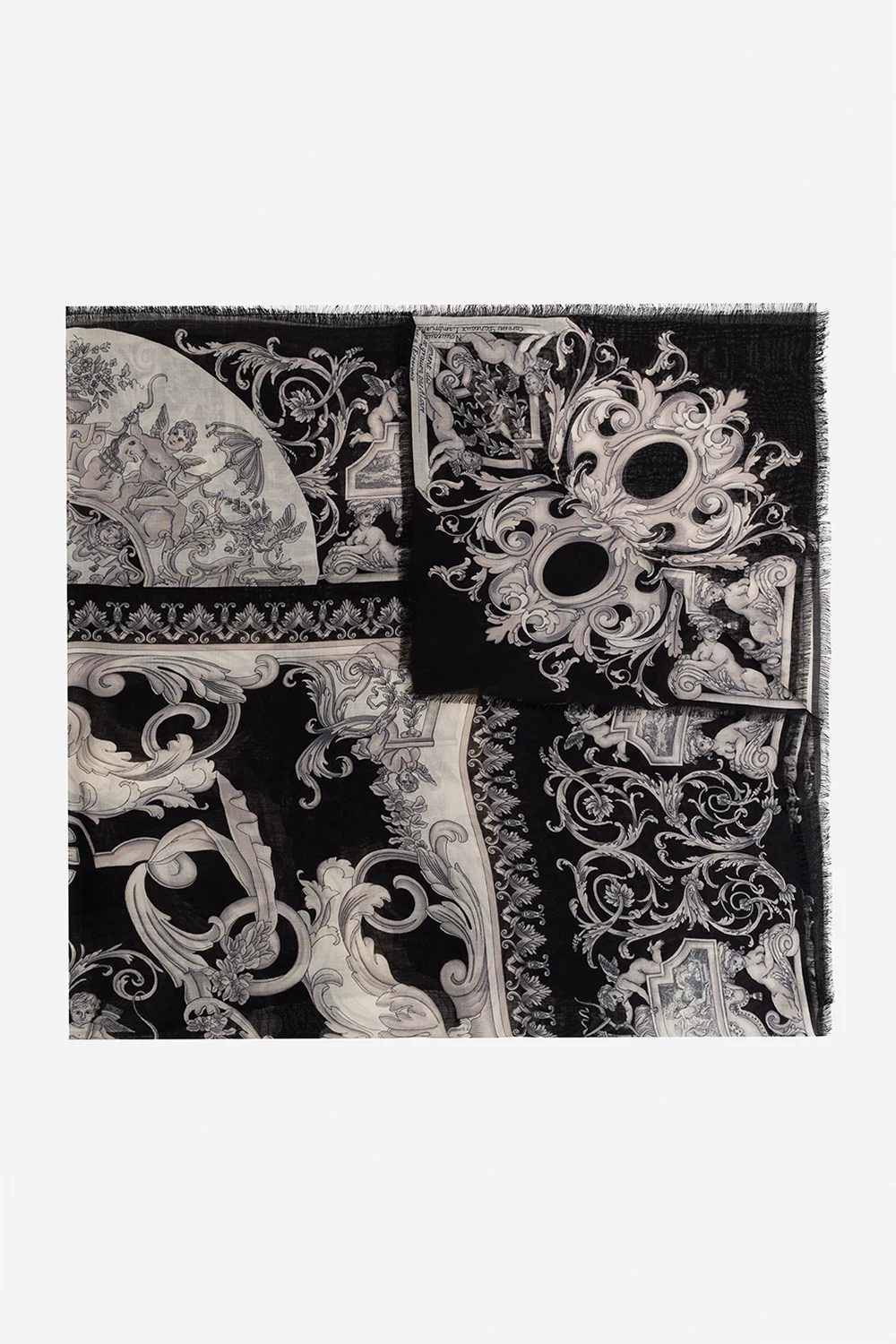 BLACK Shawl with baroque pattern