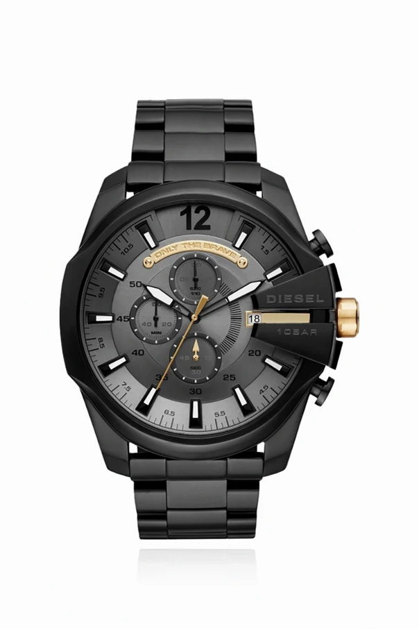CZARNY Stalowy zegarek