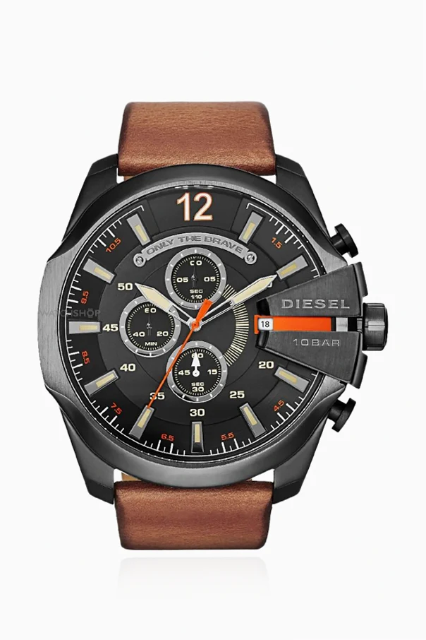 BRĄZOWY Zegarek na skórzanym pasku `Mega Chief`