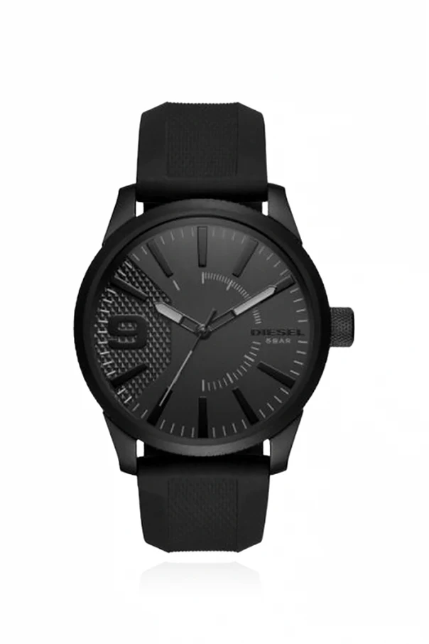 CZARNY Zegarek na gumowym pasku