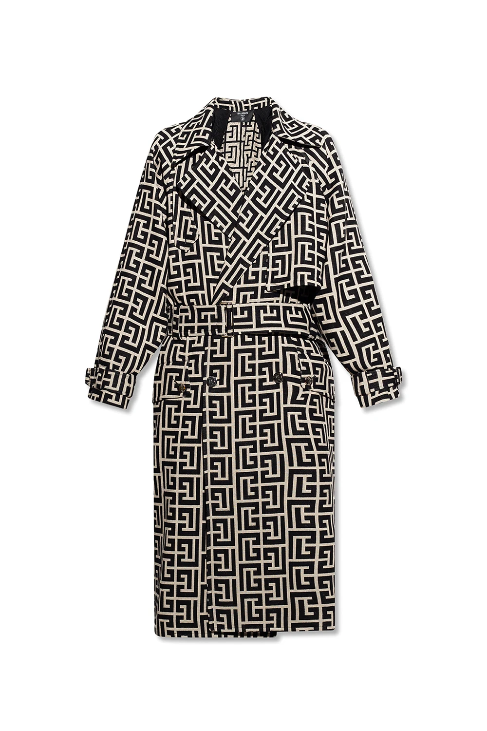 BLACK Trench coat with logo