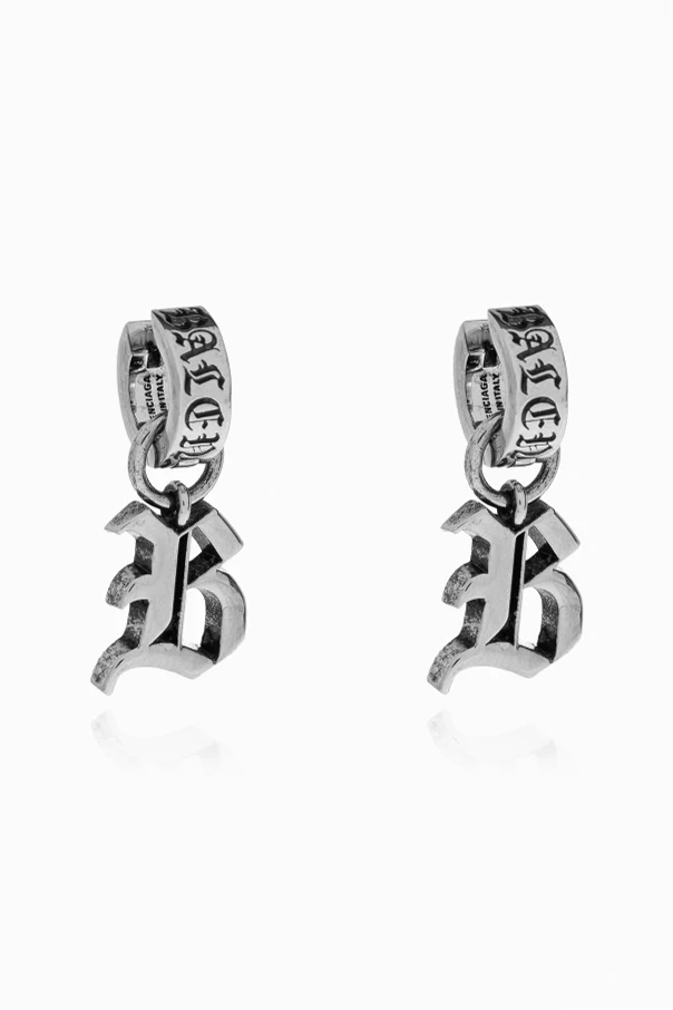 SILBER Ohrringe mit eingraviertem Logo