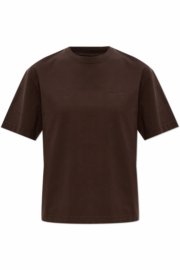 BRĄZOWY T-shirt z wyszytym logo