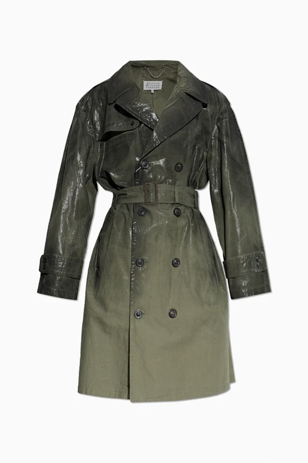 ZIELONY Trencz z połyskującym wykończeniem