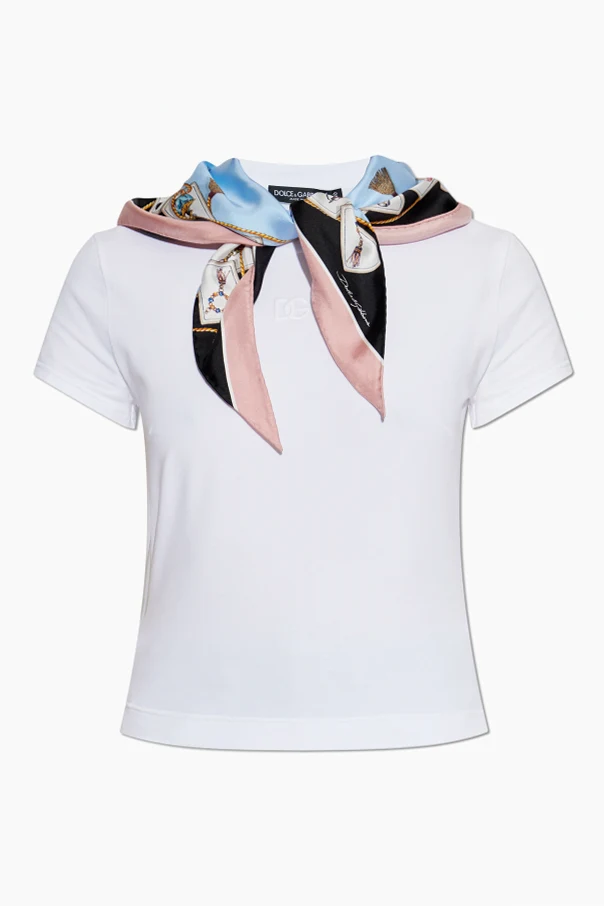WEISS T-Shirt mit abnehmbaren Halstuch