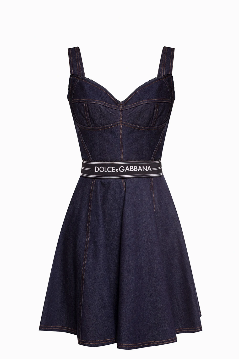 NAVY BLUE Flared denim dress