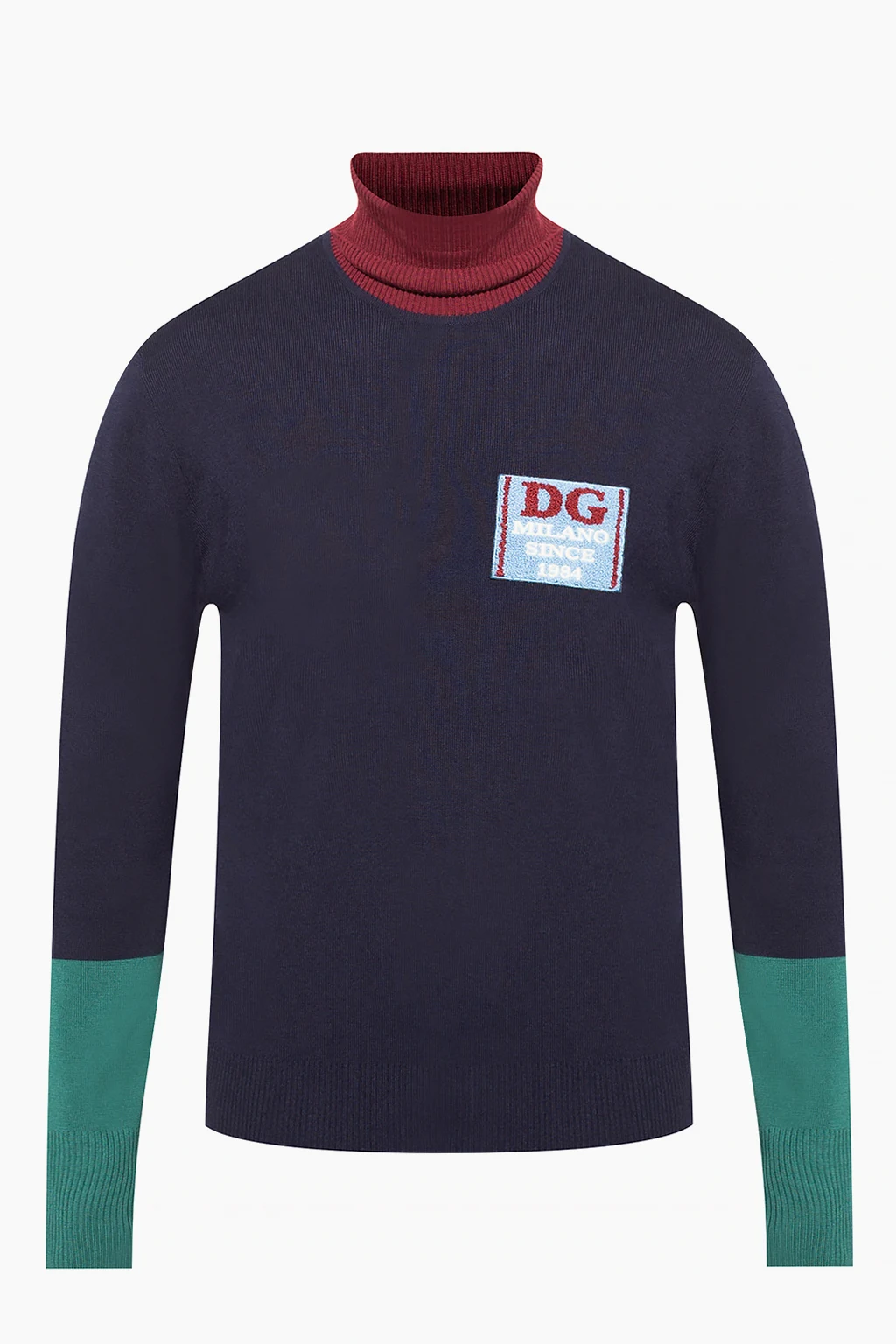 NAVY BLUE Logo-patch turtleneck sweater