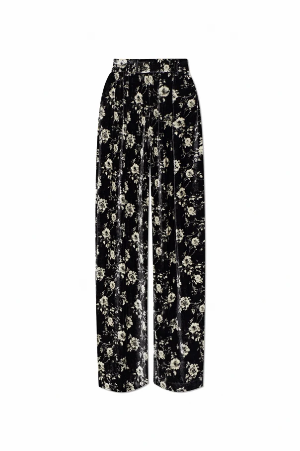 SCHWARZ Hose mit Blumenmuster