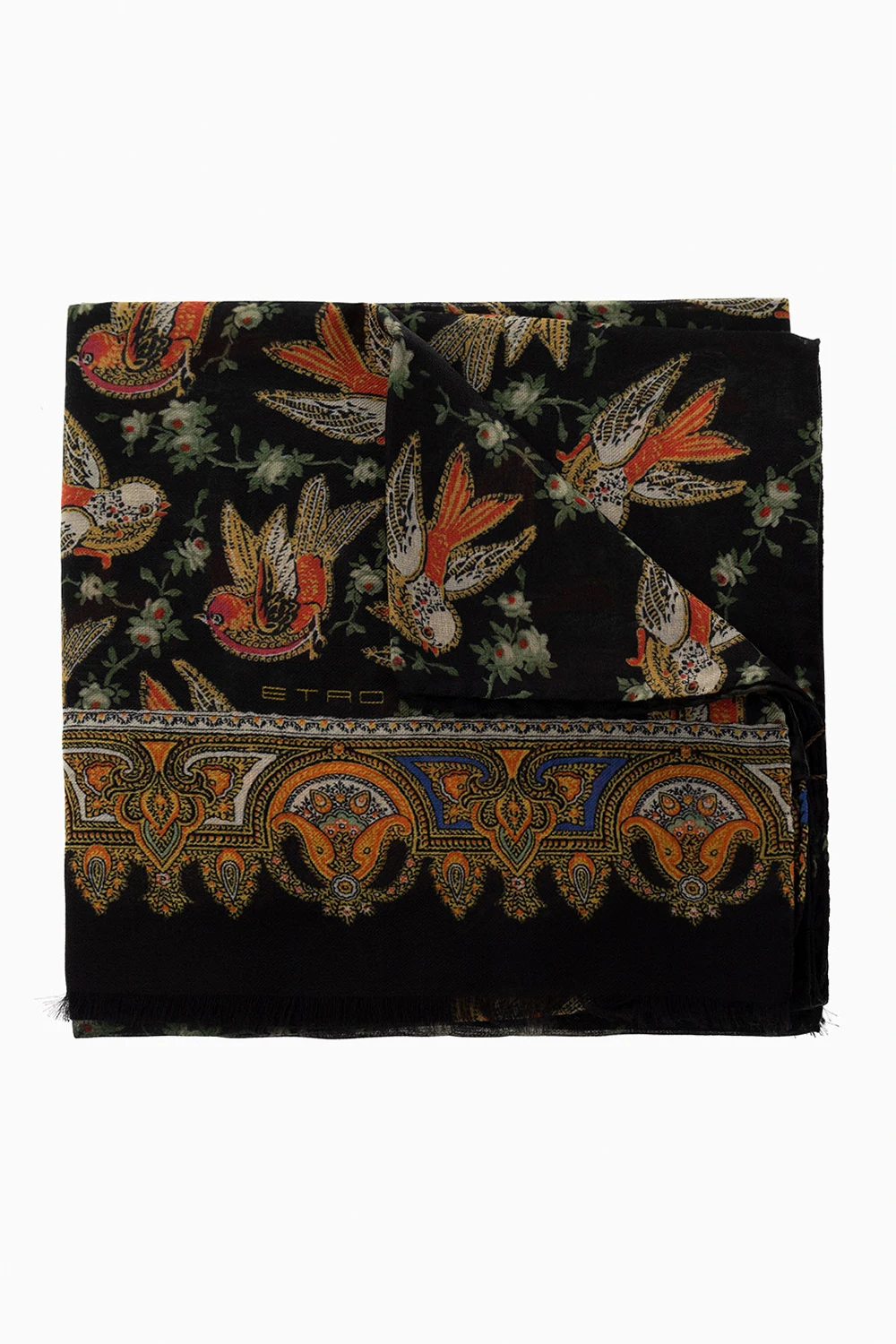 Scarf with motif of birds