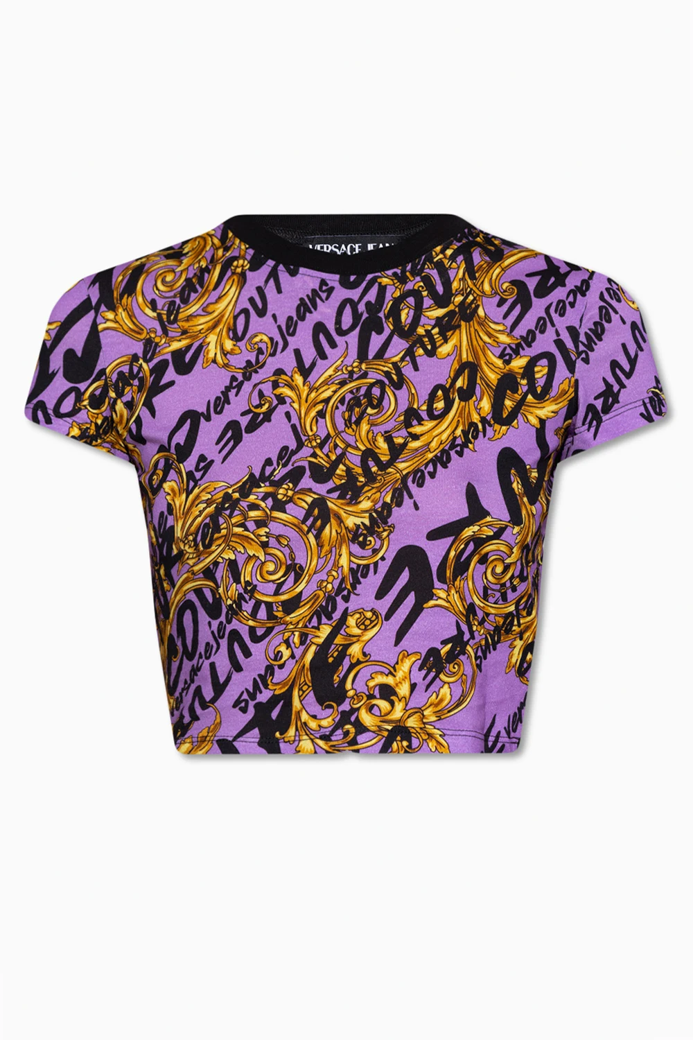 PURPLE Patterned cropped T-shirt