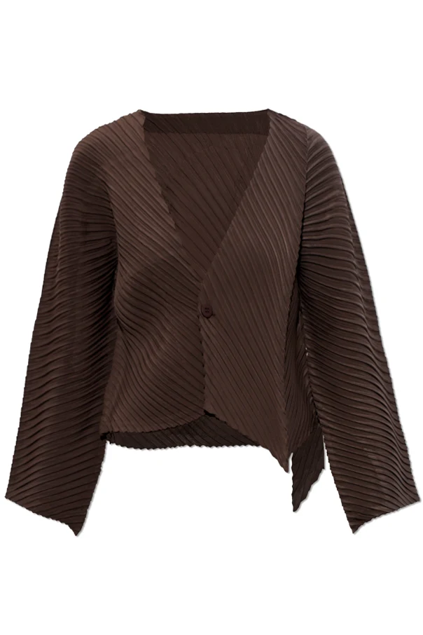BROWN Pleated cardigan