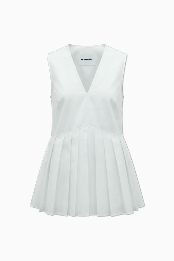 WHITE Sleeveless top with sweetheart neckline