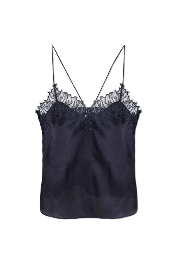 GRANATOWY Jedwabny top ‘Newin’