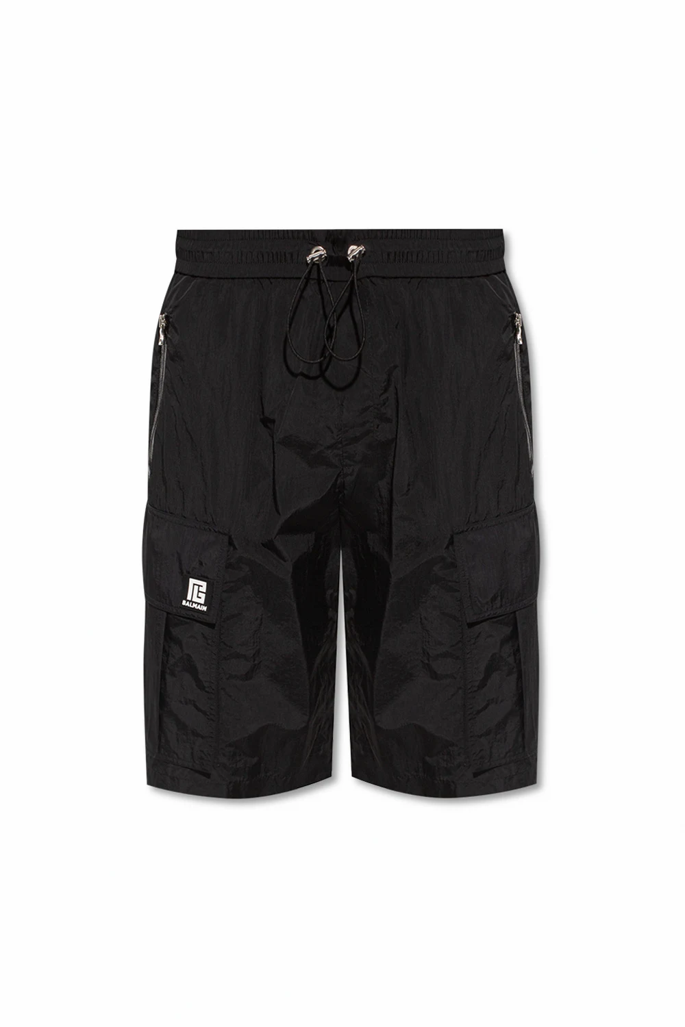 BLACK Nylon cargo trousers