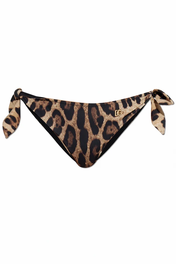 BRĄZOWY Dół od kostiumu kąpielowego z motywem zwierzęcym