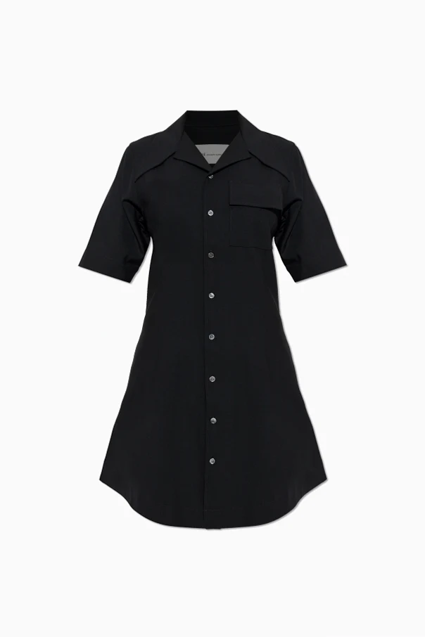 SCHWARZ Wollkleid mit Tasche