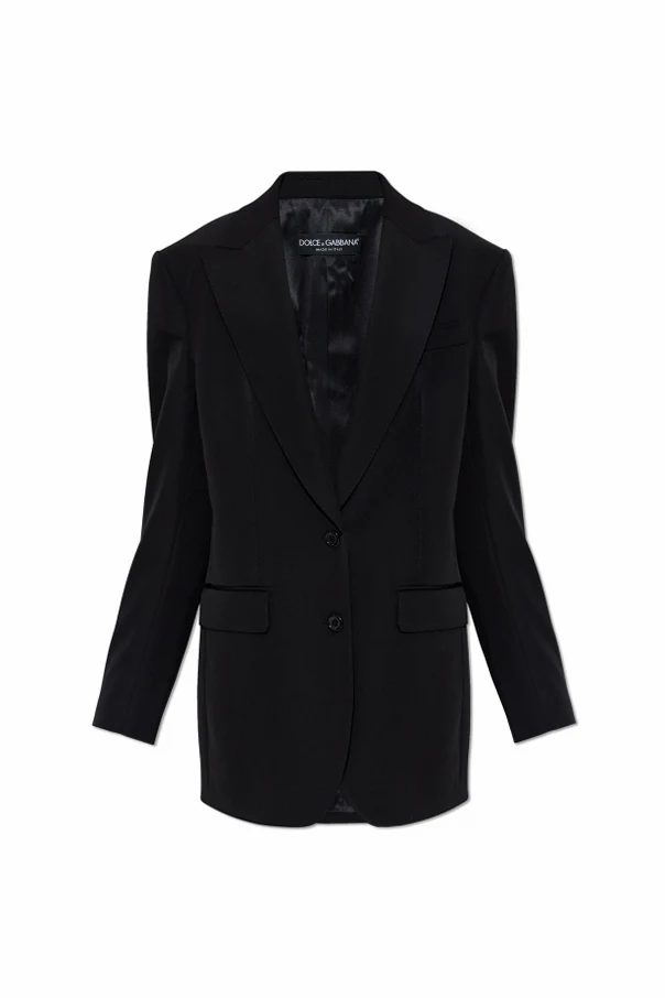 BLACK Wool blazer with single vent