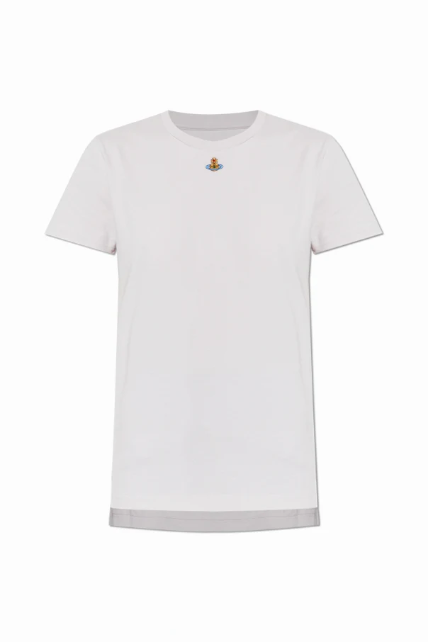 FIOLETOWY T-shirt z naszywką logo