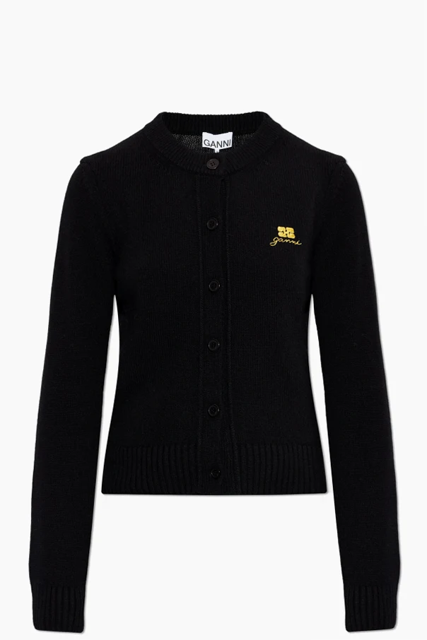 CZARNY Kardigan z wyszytym logo