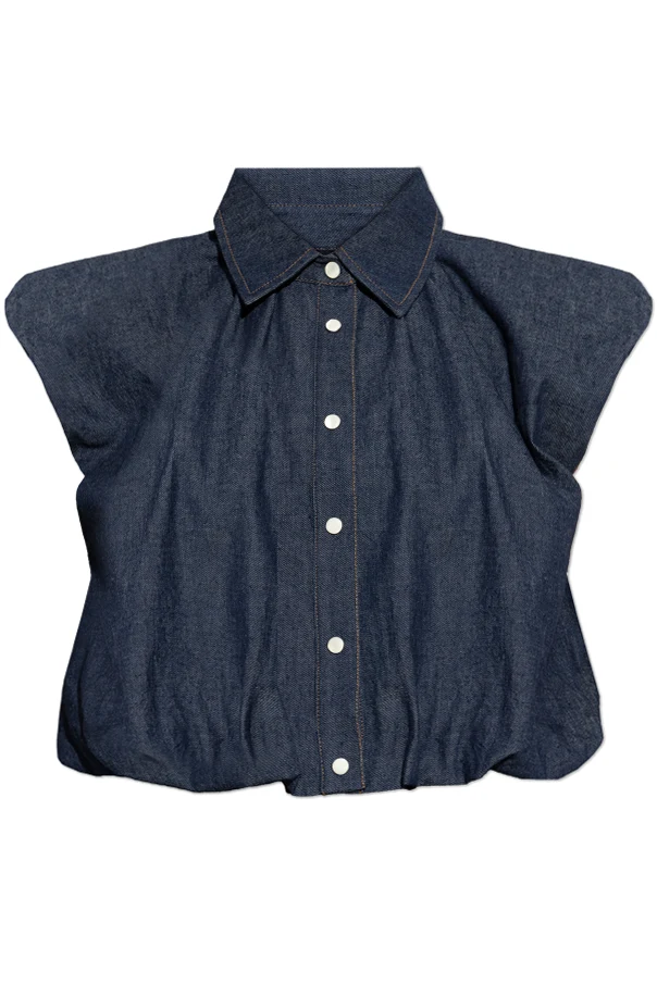 GRANATOWY Jeansowa koszula