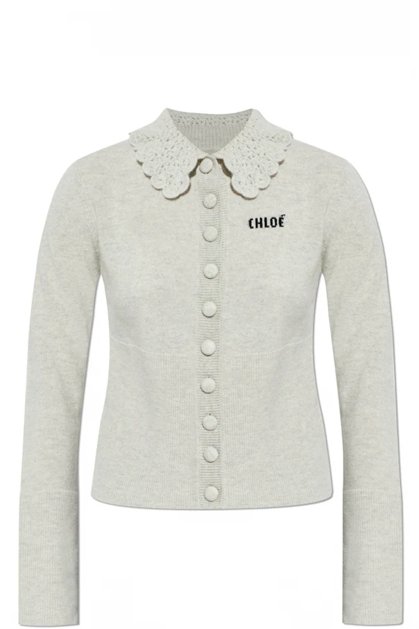 SZARY Wełniany kardigan z guzikami