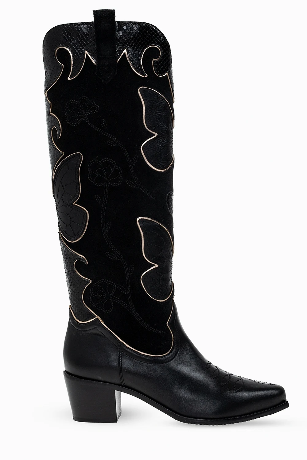 BLACK ‘Shelby’ heeled knee-high boots