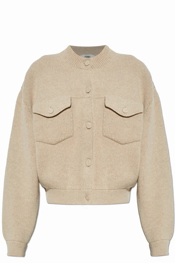 beżowy Kardigan z kieszeniami