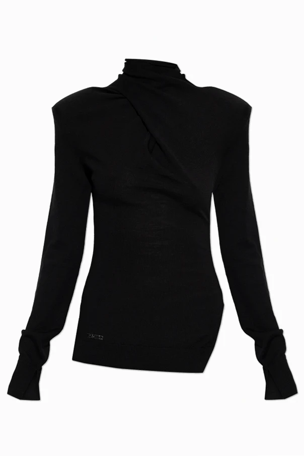 BLACK Turtleneck with shoulder pads