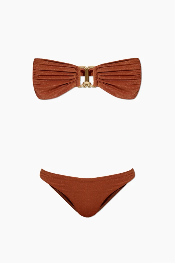 BRĄZOWY Dwuczęściowy kostium kąpielowy