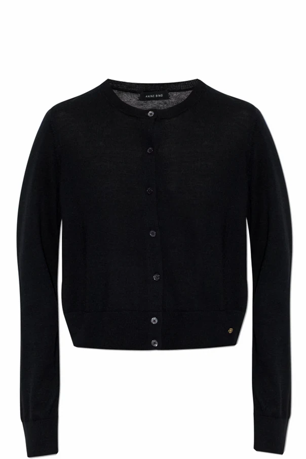 CZARNY Wełniany kardigan