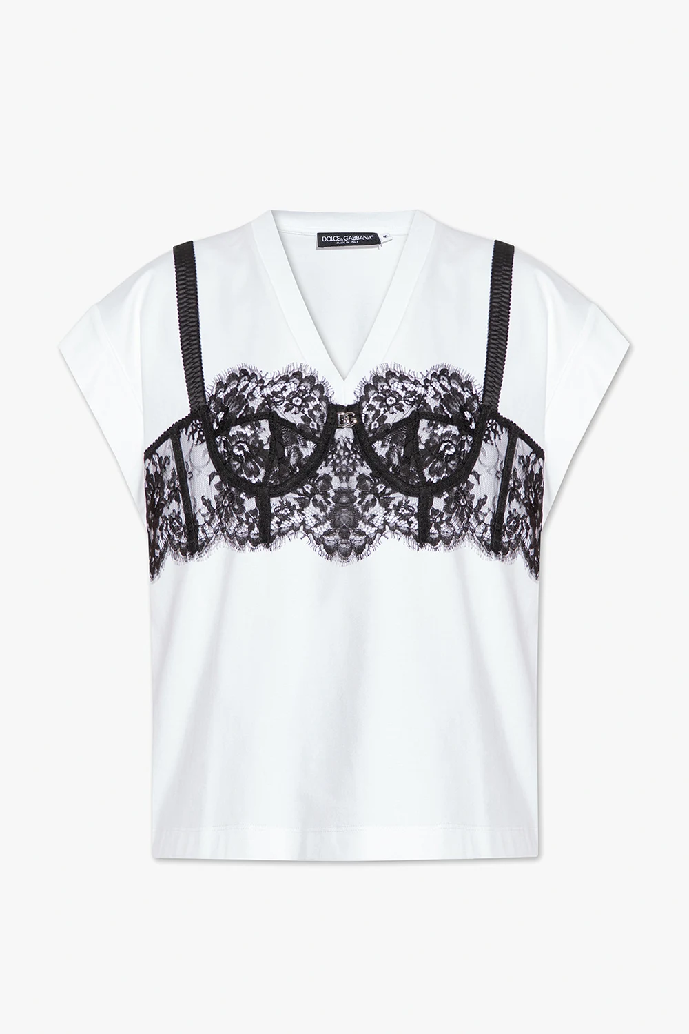WHITE T-shirt with bralette details