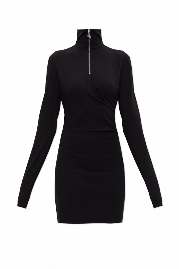 SCHWARZ Kleid mit Stehkragen