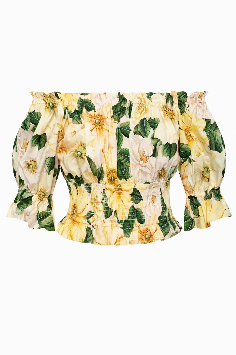 YELLOW  Floral-printed top