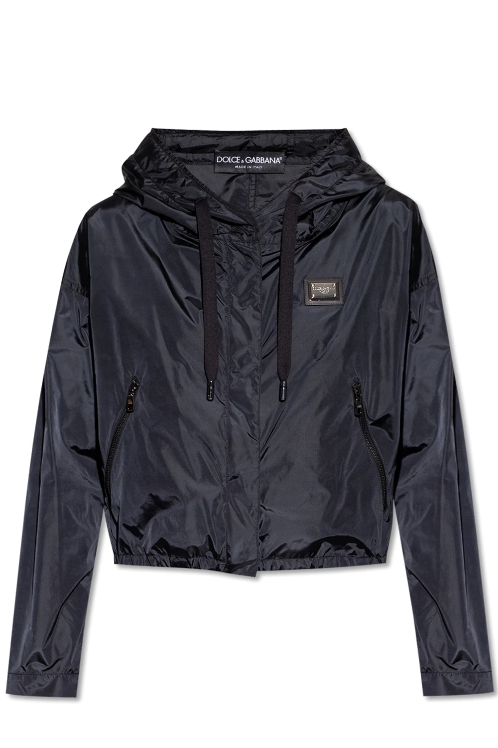 BLACK Cropped hooded jacket