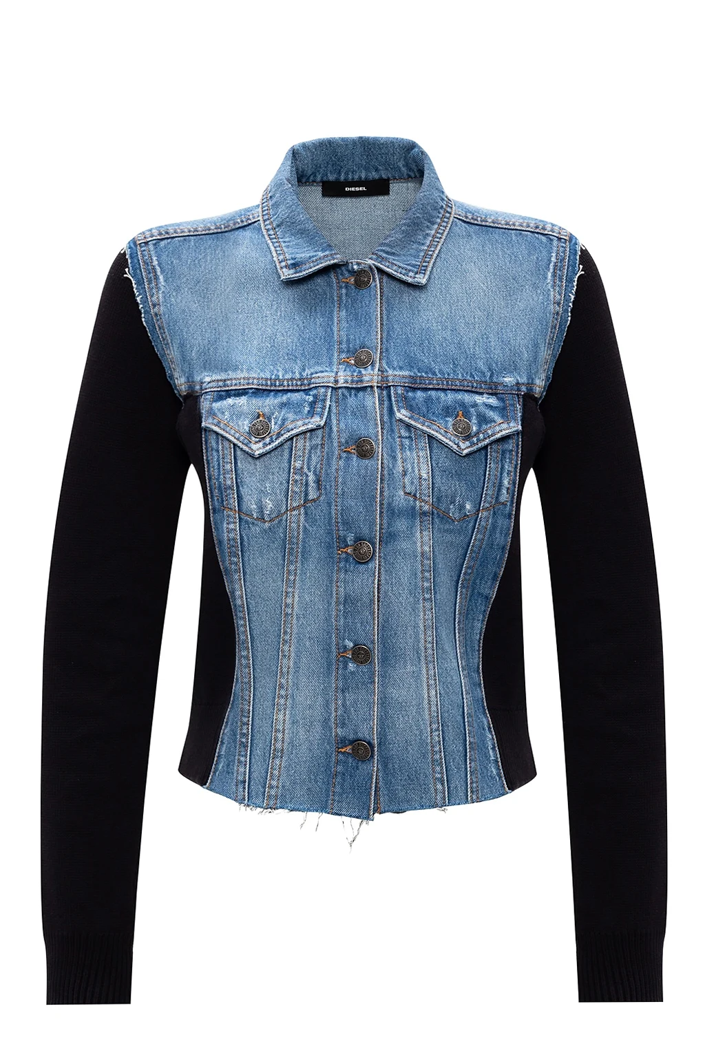 BLUE Denim jacket with raw edge