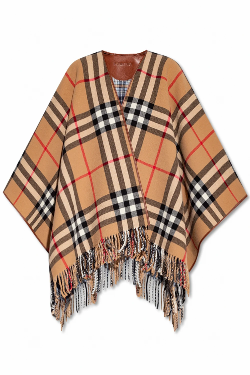 BROWN Two-sided poncho