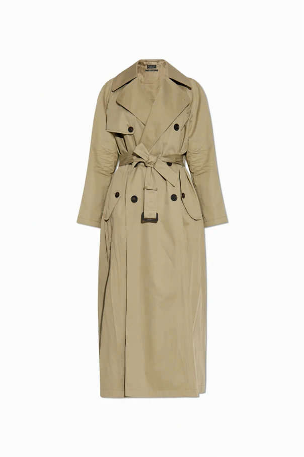 GREEN Double-breasted trench coat with belt