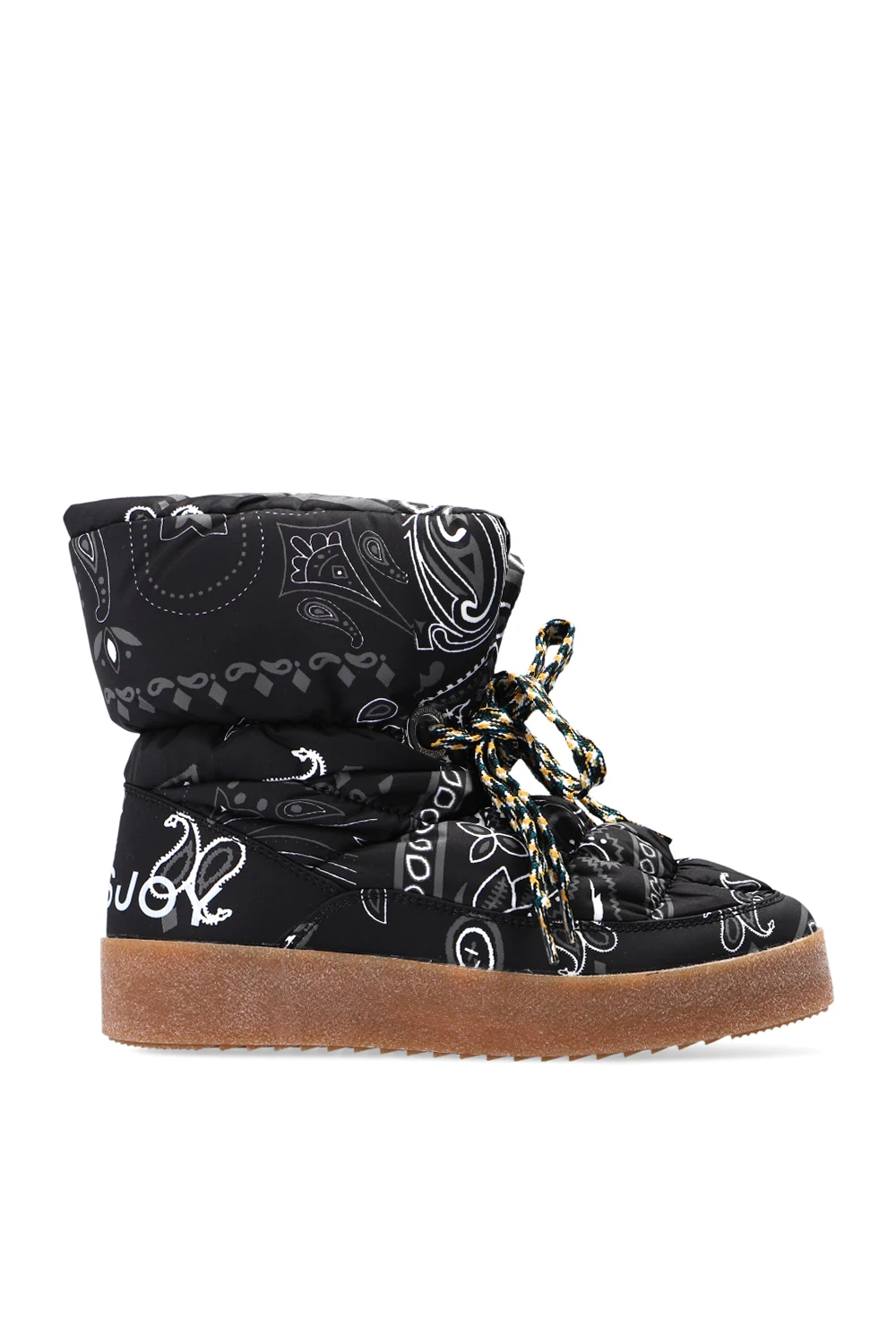 Snow boots with paisley motif