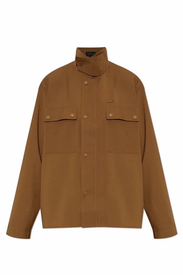 BROWN Jacket with stand-up collar