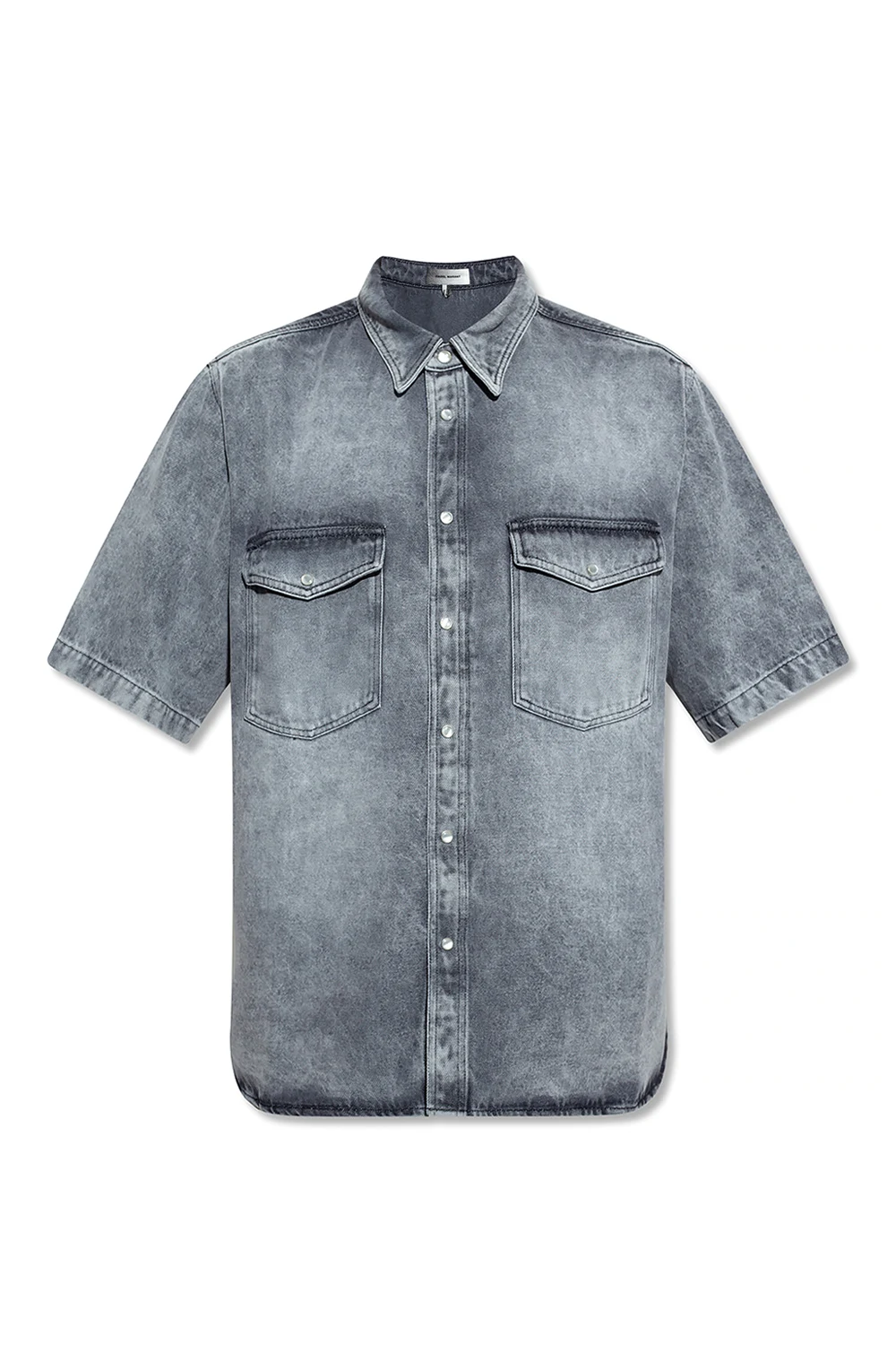 Short-sleeved denim shirt