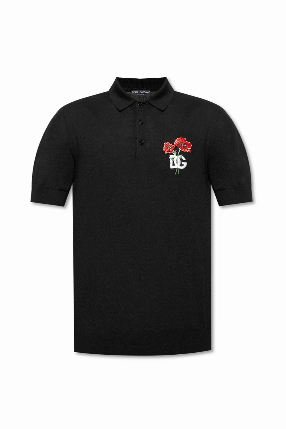 BLACK Wool polo shirt