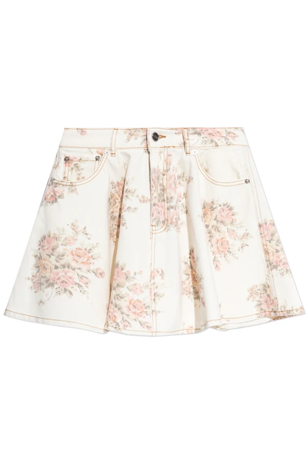 WEISS Jeansrock mit Blumenmuster
